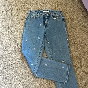 jeans with little white and yellow flowers